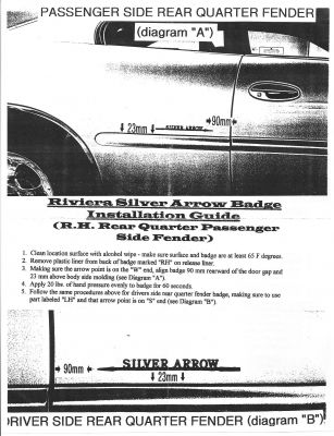 Factory instructions to dealers  for exterior badge placement
