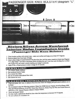 Factory instructions to dealers for dash plaque placement
