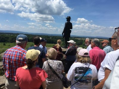 ROA Members on Battlefield Tour
Docent explaining the famous and critical battle on location at Little Round Top
